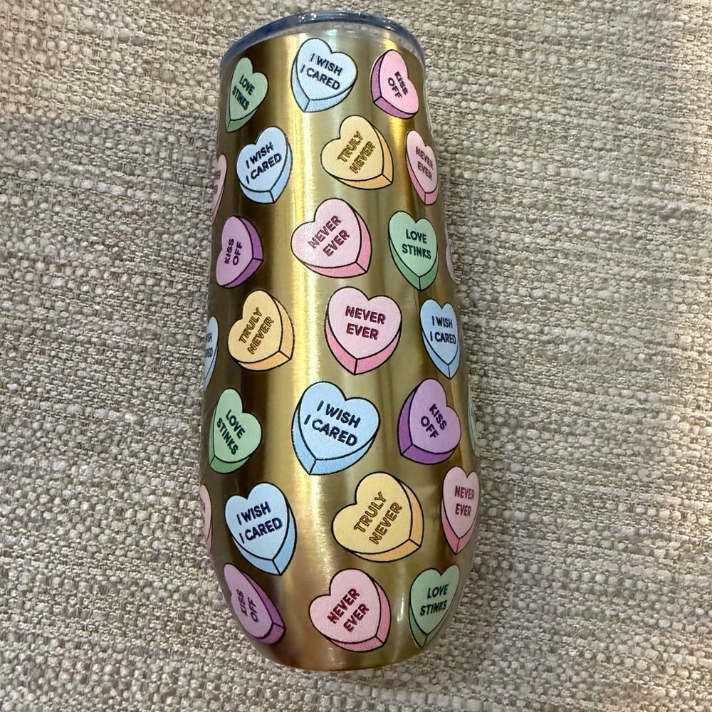 Gold Tumbler with Heart Designs
